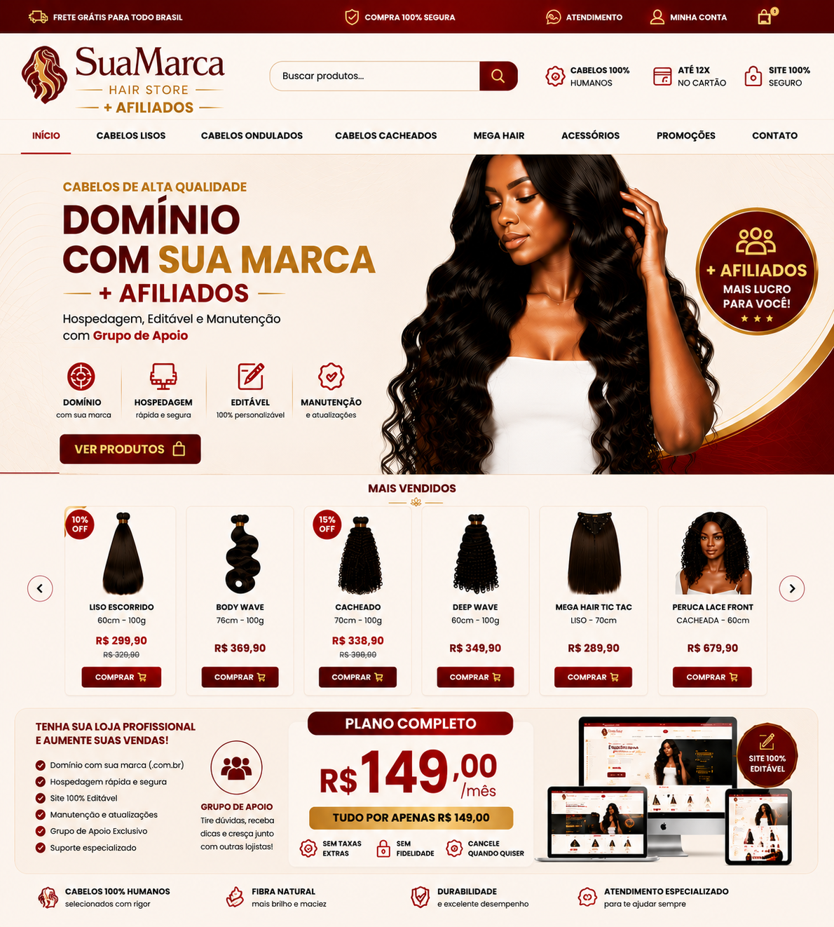 Plano Loja Virtual + Afiliados — R$ 149,00/mês