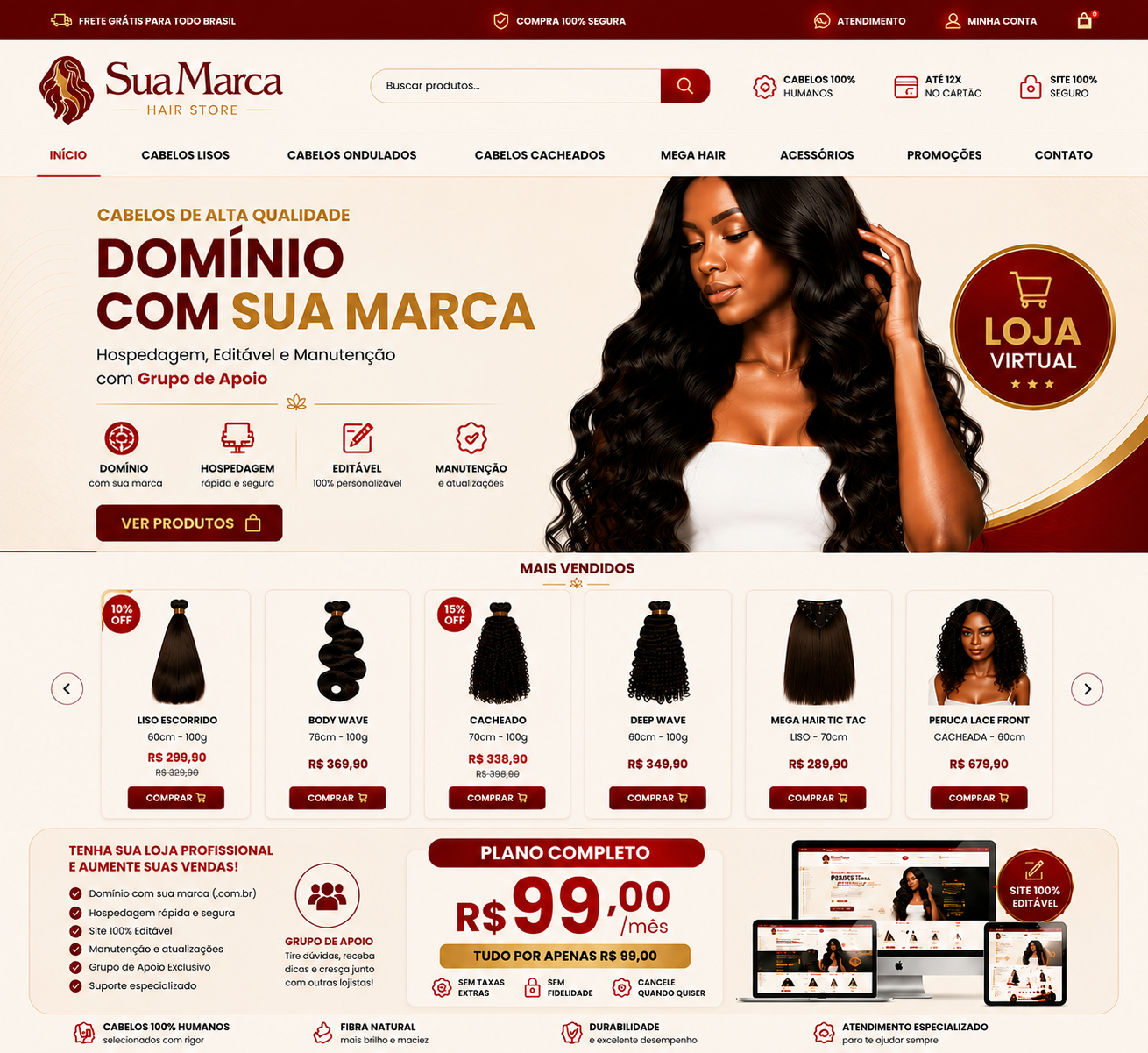 Plano Loja Virtual — R$ 99,00/mês
